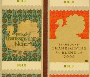 2008 and 2009 Thanksgiving Blend Coffee Stamps