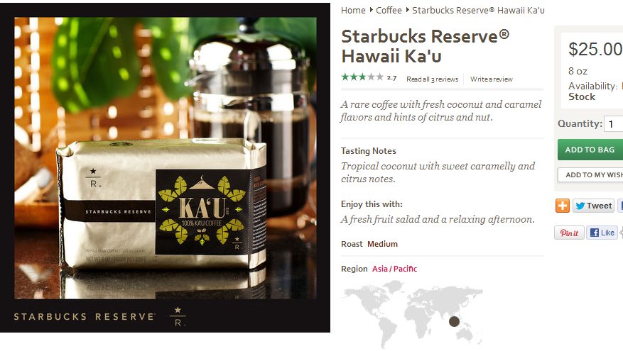 Starbucks Reserve® Hawai'i Ka'u: Starbucks Coffee Company