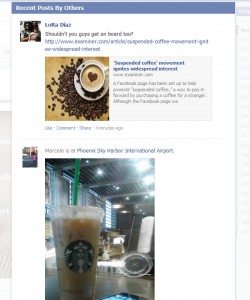 Suspended coffee post on Starbucks FB page 28March2013