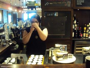 DSC06980 Danielle walking through the steps of a coffee tasting 20 May 2013