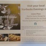 IMAG5718 Visit Starbucks Rancho Santa Margarita flyer 25 June 2013