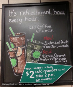 Refreshers chalk board Ontario Starbucks canada
