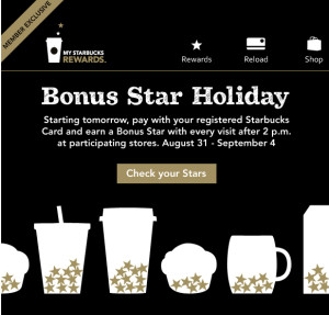 Bonus Stars after 2 pm Labor Day Weekend