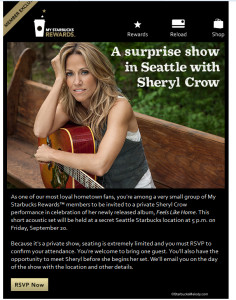 Sheryl Crow invitation - 17 September 2013