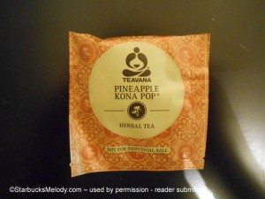 Teavana Pineapple Kona Pop individual tea bag - Atlanta test 9 Sep 2013