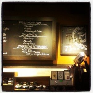 1st and Pike Starbucks - Chalkart and menu