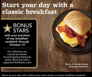 Bonus Stars for Breakfast Sandwiches
