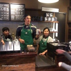 Luke Willson - Seattle Seahawks - Starbucks - 23 Oct 2013 - With Chanel and Sarah
