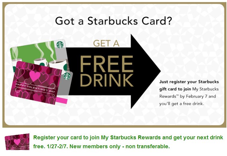 do you get a free drink for joining starbucks rewards