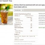 Sweet tea from Starbucks website screen cap on 9 March 2014