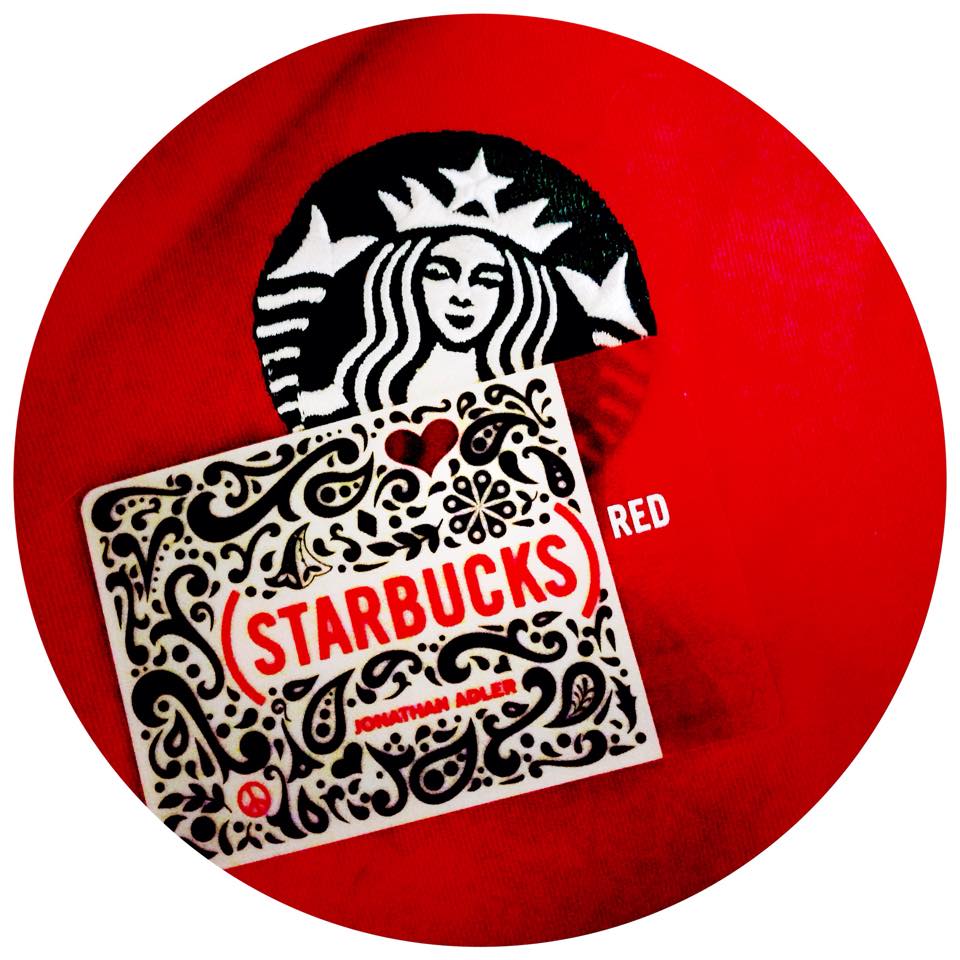 Starbucks Donates to the Global Fund to Fight Aids: Every handcrafted drink on 12-1 turns (RED).