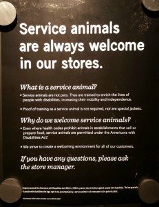 1 - 1 - 20150711_110515 service animals are always welcome in our stores