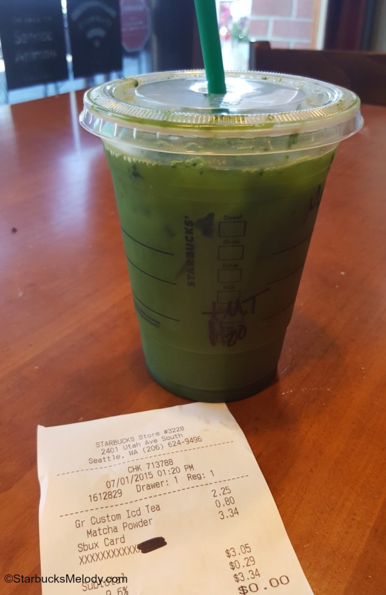 Does starbucks unsweetened green tea have calories