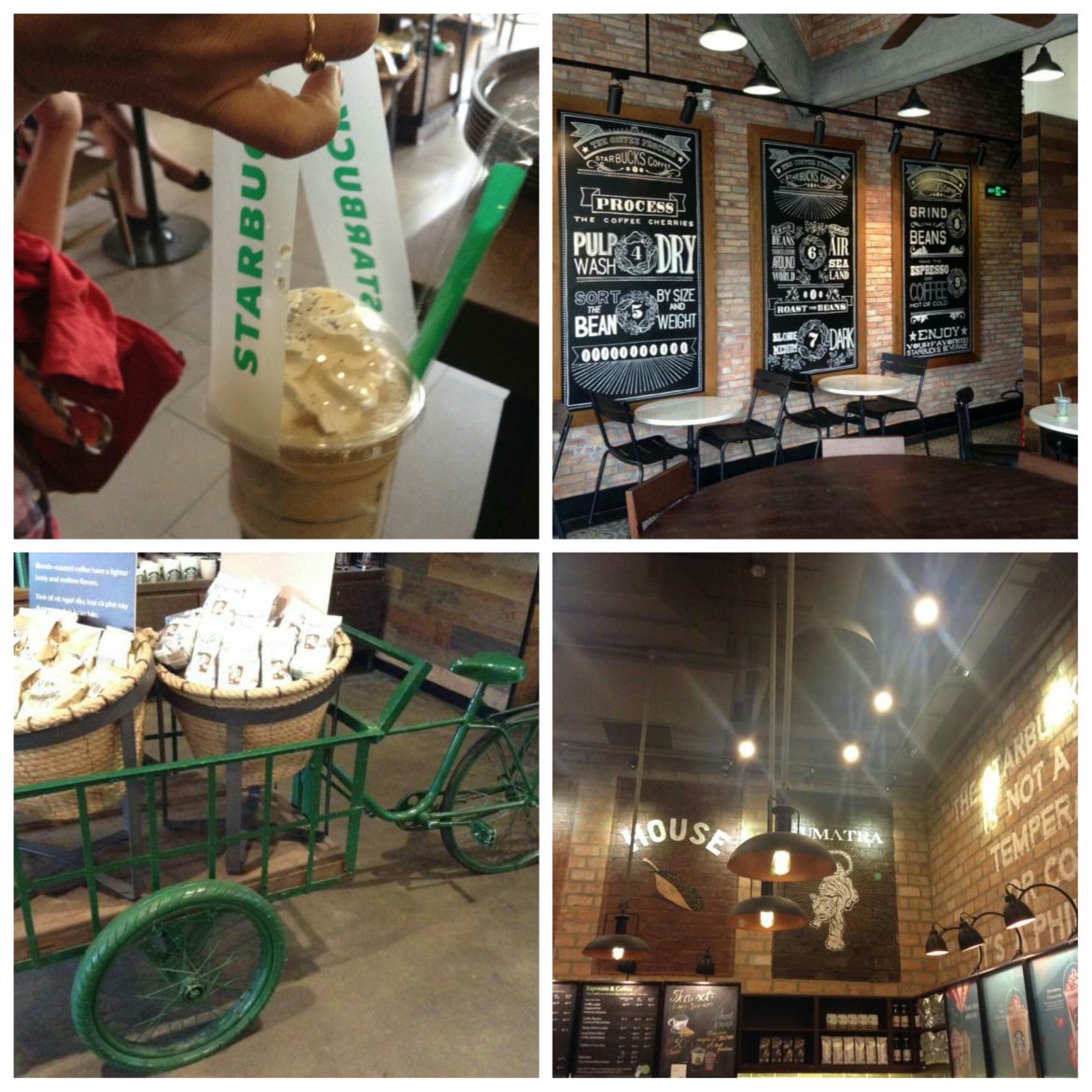 Starbucks in Vietnam. (They have Frappuccino carrier handles!)