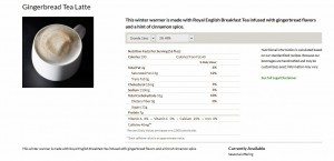 Untitled screencap from Starbucks.com screen cap gingerbread latte captured on 14Nov15