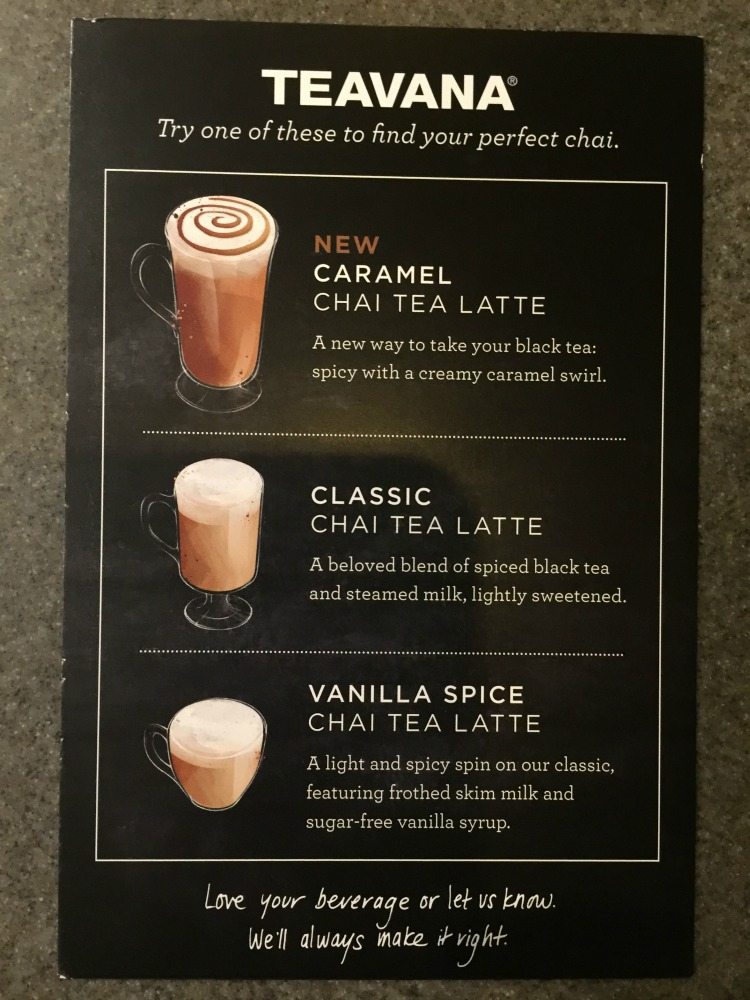 Update on the Teavana Custom Chai Latte Test. 