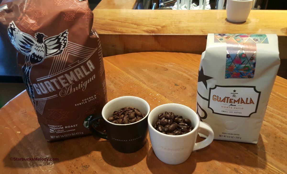 Coffee Education: Compare Reserve Guatemala Finca Monte David and Starbucks core Guatemala Antigua coffees.