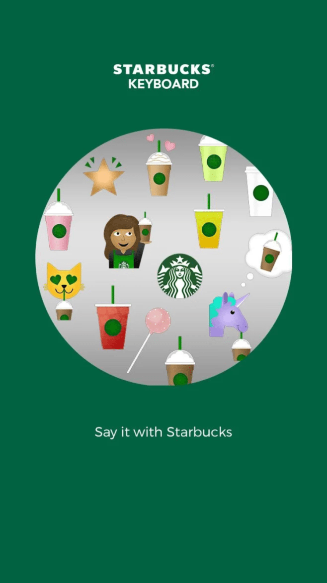 Starbucks emojis are here! The Starbucks Keyboard App for Android or iPhone.