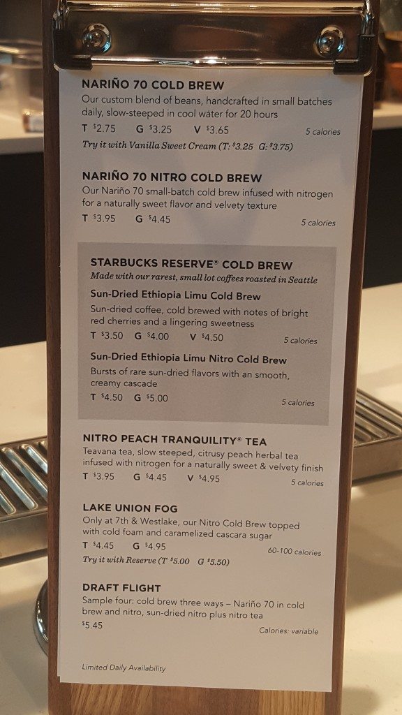 20160911_085433 menu for the new nitro peach tranquility and lake union fog