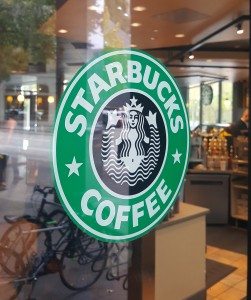 20161004_121219[1] Logo on the 4th avenue entrance of Starbucks store number 101