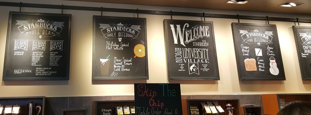 1 - 1 - 20161126_131922 Starbucks U Village big store - chalkboard signs