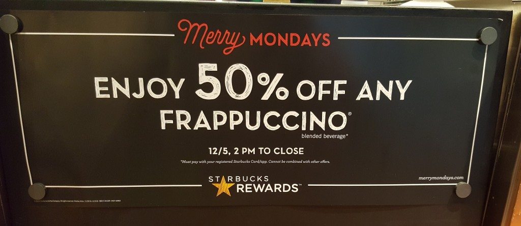 20161201_084148 - Sign half off frappuccino at 7th and Westlake