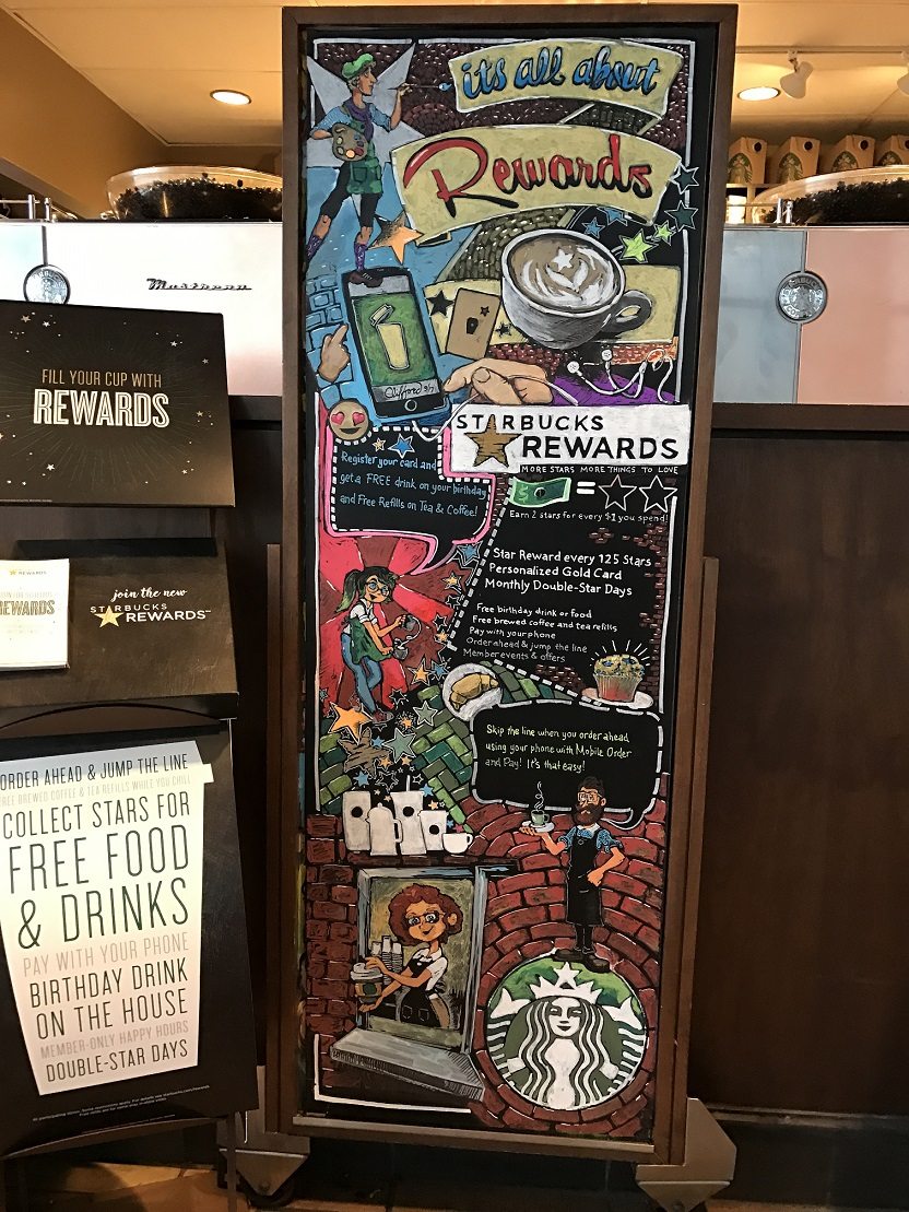 Partner Chalkboard Art for Starbucks Rewards; A peek in a Starbucks in Shanghai.